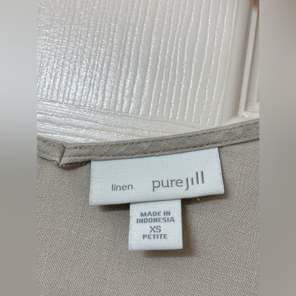 Pure J Jill Taupe Linen Sleeveless Shift Tank Dress XSP Minimalist Beach Coastal - Picture 2 of 7